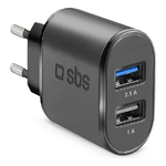 SBS Caricabatterie caricatore 10 Watt - Ricarica rapida con due porte USB