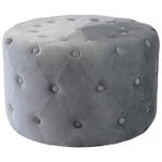 Pouf Rotondo In Velluto Grigio Scuro