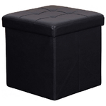 Pouf Contenitore Quadrato In Ecopelle Nero