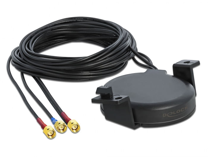 Delock-Antenna-LTE-MIMO-GNSS-3-x-SMA-maschio-RG-174-3-m-montaggio-a-vite-per-esterno-nero