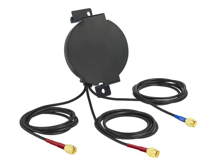 Delock-Antenna-LTE-MIMO-GNSS-3-x-SMA-maschio-RG-174-3-m-montaggio-a-vite-per-esterno-nero