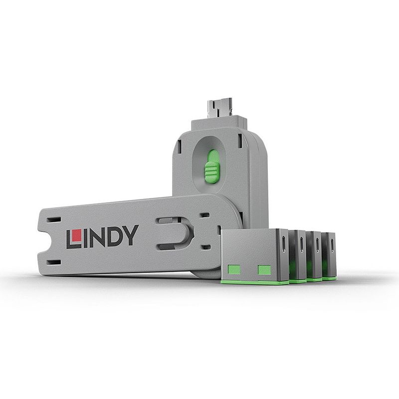 Lindy-40451-clip-sicura-Bloccaporte--chiave-USB-tipo-A-Verde-Acrilonitrile-butadiene-stirene--ABS--5-pz