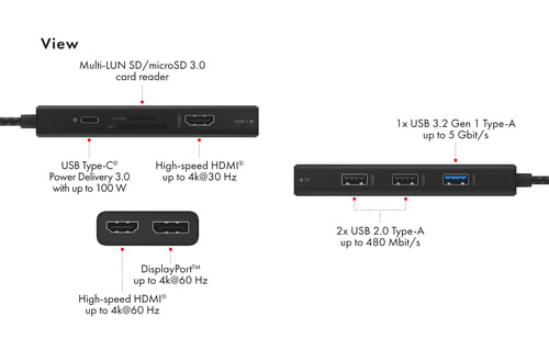 USB-Type-C-Notebook-DockingStation--Premium-Aluminiumgehuse--Datentransfer-Video-und-Power-Delivery-ber-integriertes-Typ