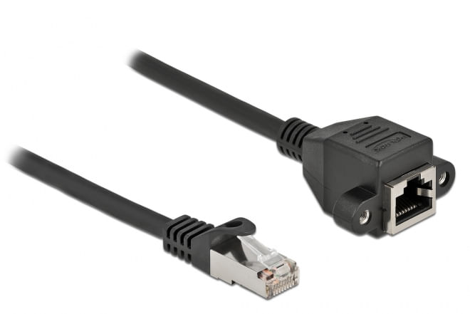 Delock-Cavo-di-prolunga-di-rete-S-FTP-RJ45-maschio-a-RJ45-femmina-Cat.6A-3-m-nero