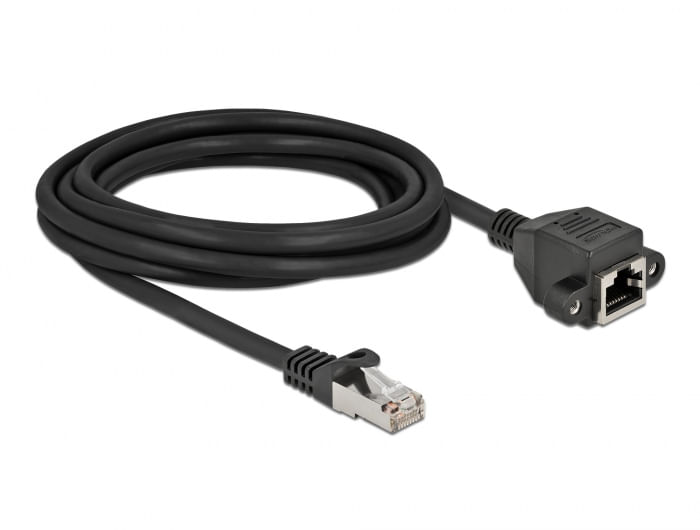 Delock-Cavo-di-prolunga-di-rete-S-FTP-RJ45-maschio-a-RJ45-femmina-Cat.6A-3-m-nero