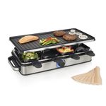 Princess-162645-Raclette-8-Grill-Deluxe-–-Piastra-grill-su-entrambi-i-lati-reversibile---Base-in-acciaio-inossidabile