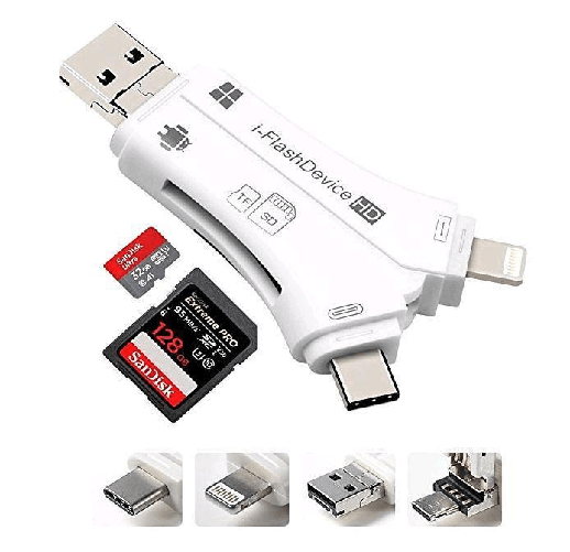 CoreParts-MMUSB-UNI-ADAPTER-unit--flash-USB-Bianco--Universal-USB-Adapter---Lightning-Micro-USB-Type-C---Support-upto-12