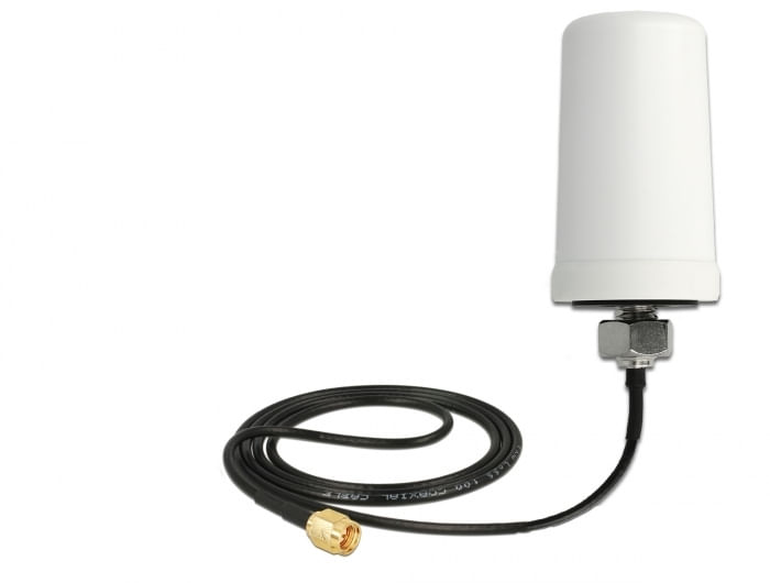 Delock Antenna WLAN 802.11 ac/a/h/b/g/n SMA plug 1.4 - 3.0 dBi omnidirezionale con cavo di collegamento ULA100 1 m bianc