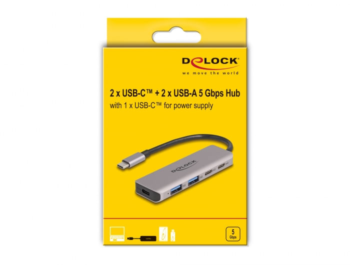 Delock-USB-5-Gbps-2-porte-USB-Type-C-e-hub-a-2-porte-Type-A-con-connessione-USB-Type-C