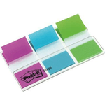 Post-It Flags, Purple, Blue, Green, 1 in Wide, 60/On-the-Go Dispenser bandiera autoadesiva 60 fogli