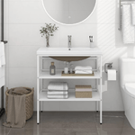 Telaio per Lavabo da Bagno con Lavabo Integrato Bianco in Ferro