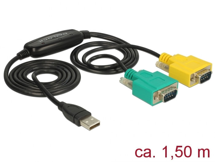DeLOCK 63466 cavo seriale Nero, Verde, Giallo 1,5 m USB tipo A DB-9