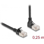 DeLOCK Cavo di rete RJ45 Cat.6A S/FTP Slim da 90° angolato verso il basso / diritto 0,25 m nero