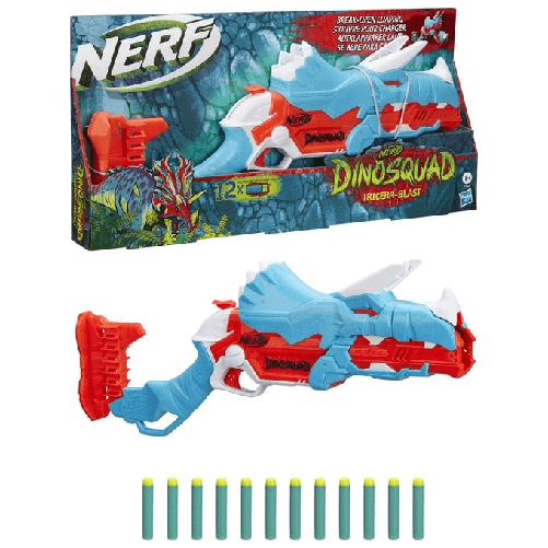 Hasbro-Nerf-DinoSquad---Tricera-blast--blaster-con-alloggiamento-per-caricamento-di-3-dardi