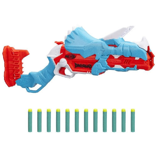 Hasbro-Nerf-DinoSquad---Tricera-blast--blaster-con-alloggiamento-per-caricamento-di-3-dardi