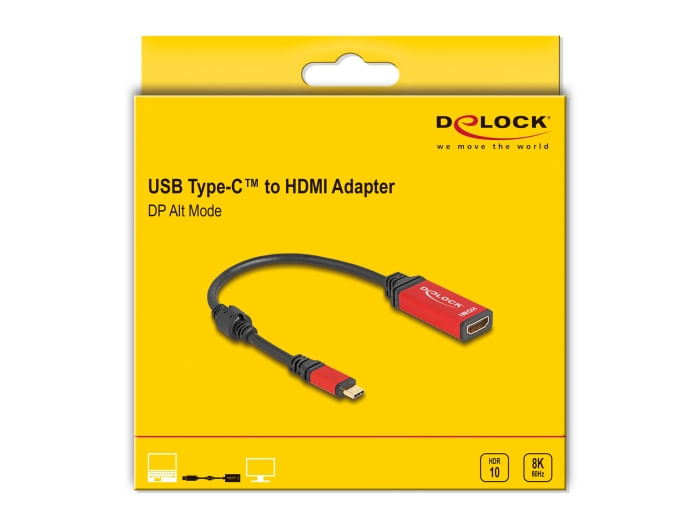 Delock-Adattatore-USB-Type-C-a-HDMI--DP-Alt-Mode--8K-60-Hz-con-funzione-HDR-rosso