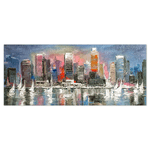 Lupia - Quadro moderno Stampa su Tela CANVAS WORLD 52x122 cm SKYSCRAPERS AND SAILS, skyline grattacieli