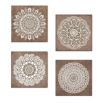 Lupia - Lupia - Set 4 Quadri Moderni su Carta telata AZULEJOS Mandala 16x16 cm, Pronti da Appendere