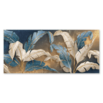 Lupia - Lupia - Quadro moderno su Tela Canvas DEEP 65x143 cm LEAVES WHITE BLUE, Tela Cotone, Stampa