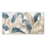 Lupia - Lupia Quadro Moderno Stampa su Vetro Temperato LEAVES WHITE BLUE BEIGE 73x139 cm