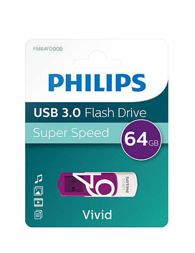 Philips-FM64FD00B-unitA -flash-USB-64-GB-USB-tipo-A-3.2-Gen-1--3.1-Gen-1--Porpora-Bianco