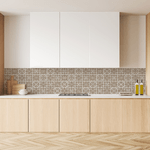 Lupia - Lupia Pannello Paraschizzi Schienale Cucina con decorazione stampata, CERAMIC AZULEJOS BEIGE