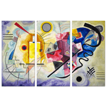 Lupia - Quadro Moderno 3 pezzi stampa su tela GRANDE QUADRO 122x180 cm GIALLO ROSSO BLU di Kandinskij