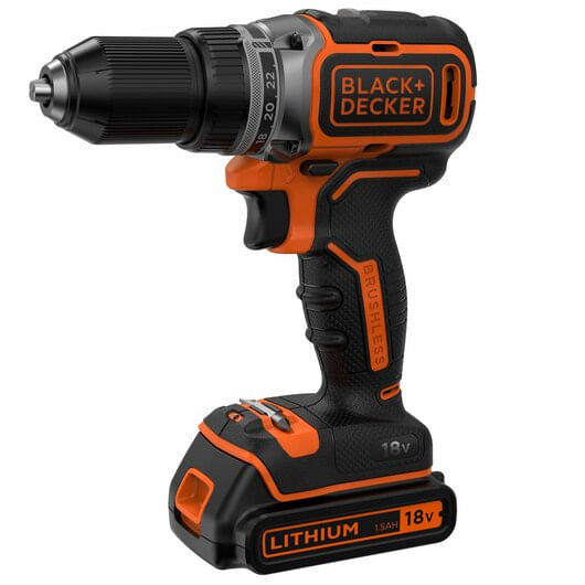 BLACK-AND-DECKER-Trapano-Avvitatore-BRUSHLESS-Con-Doppia-Batteria-18V-LITIO-1.5Ah--24-2-Velocita--Caricabatterie-in-3-5h-Valigetta