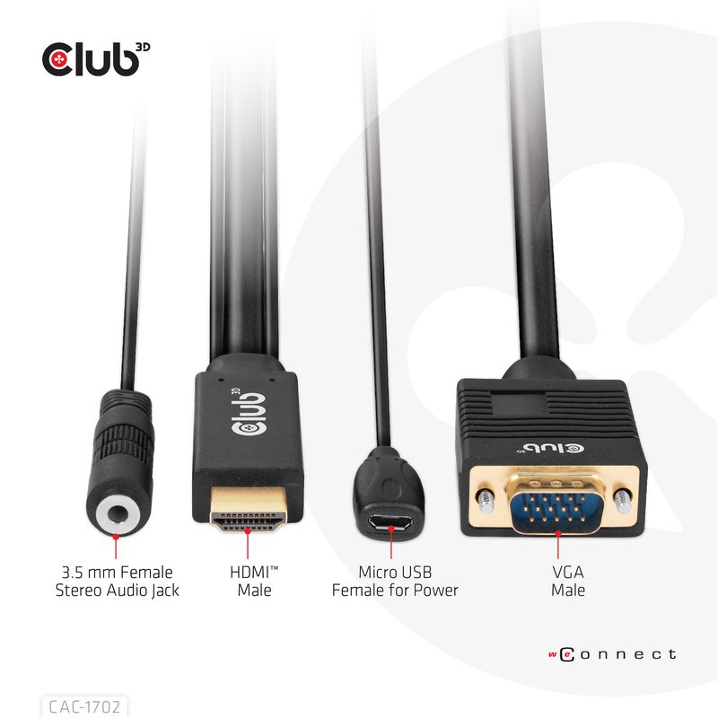 Standard-HDMI-Stecker-auf-15-Pin-VGA-Stecker-Kabel-Micro-USB-Buchse-fr-externe-Stromversorgung--Goldbeschichtete-Konnekt