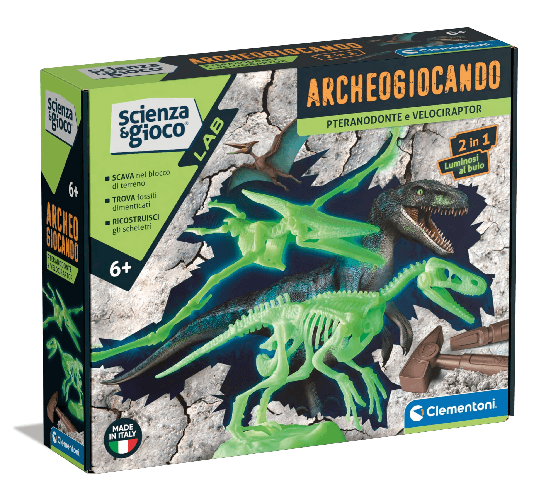 Clementoni-Archeogiocando-Pteranod-e-Velociraptor