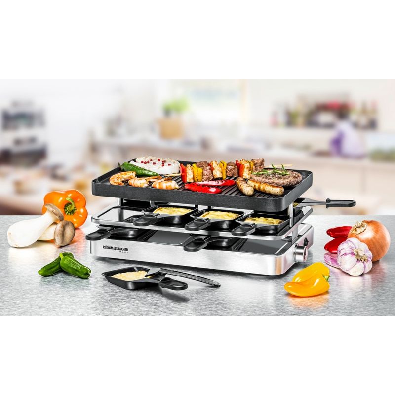 Rommelsbacher-RC-1400-griglia-per-raclette-8-persona-e--1200-W-Acciaio-inossidabile