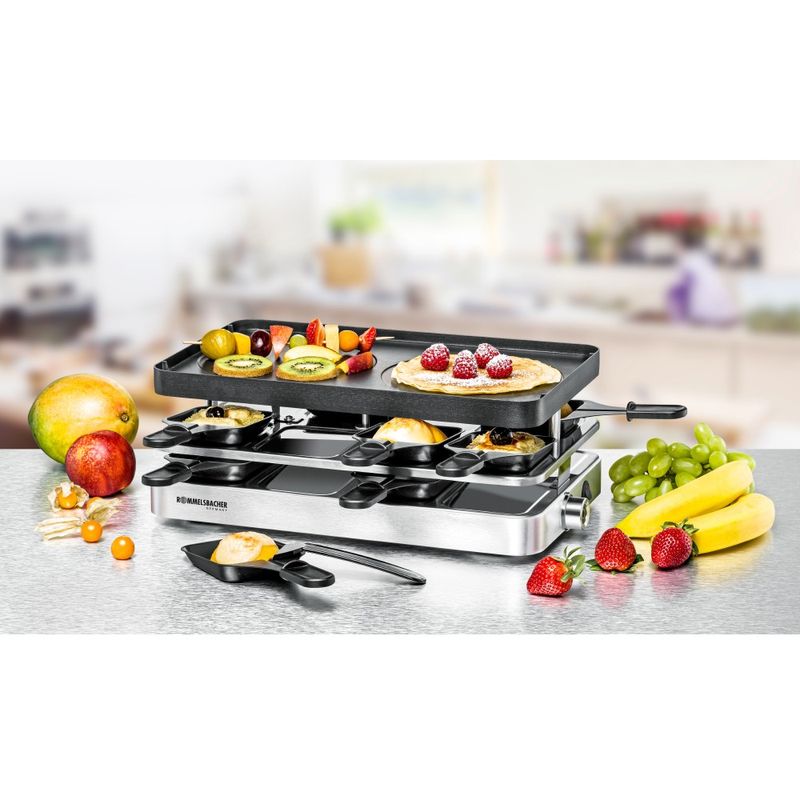 Rommelsbacher-RC-1400-griglia-per-raclette-8-persona-e--1200-W-Acciaio-inossidabile