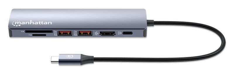 Manhattan-153966-replicatore-di-porte-e-docking-station-per-laptop-Cablato-USB-3.2-Gen-2--3.1-Gen-2--Type-C-Argento