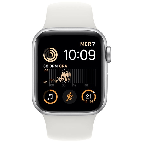 Apple-Watch-SE-GPS---Cellular-40mm-Cassa-in-Alluminio-color-Argento-con-Cinturino-Sport-Band-Bianco---Regular