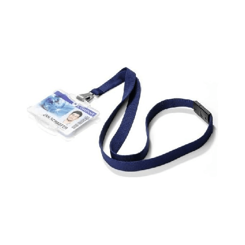 Durable-Textile-lanyard-SOFT-COLOUR-midnight-blue-tracolla-Supporto-per-badge-Metallo-Tessile-Blu