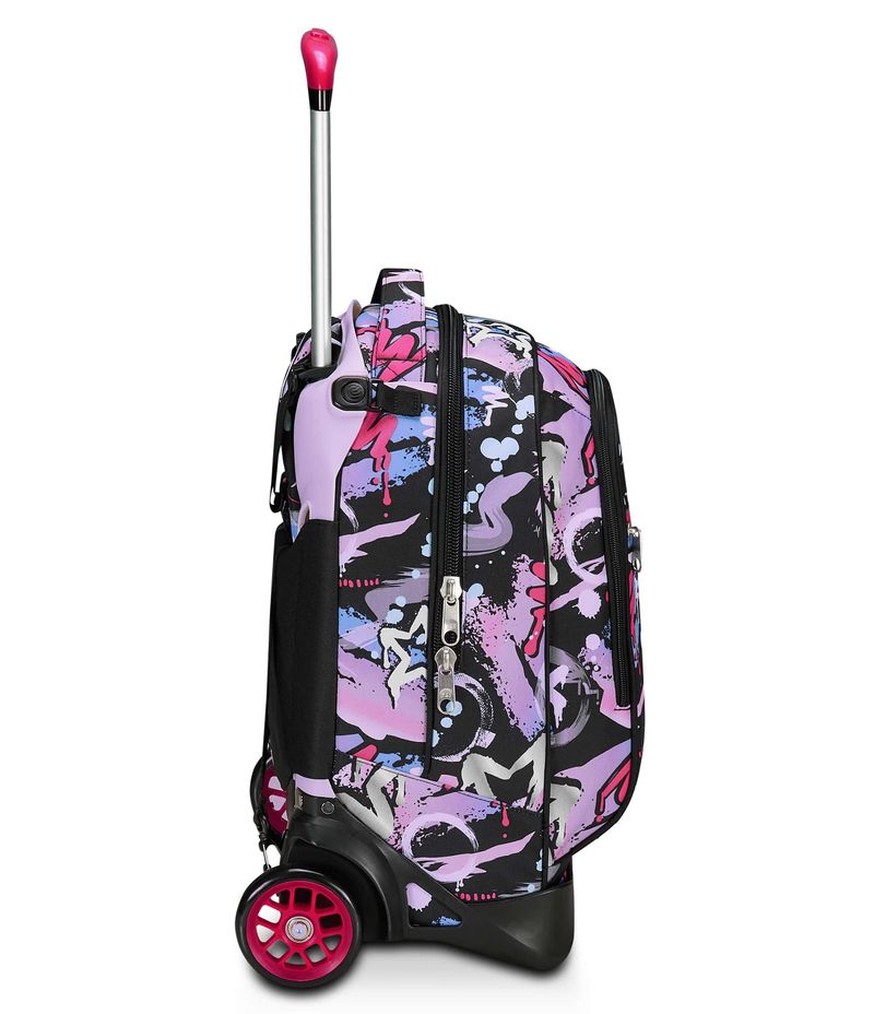 Seven-Trolley-Scuola-Jack-2-Ruote-Nero-Fucsia-Mark-On-Girl