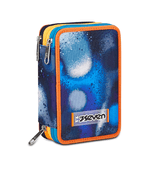 Seven-Astuccio-Scuola-3-Zip-Blu-Arancione-Retrocolor