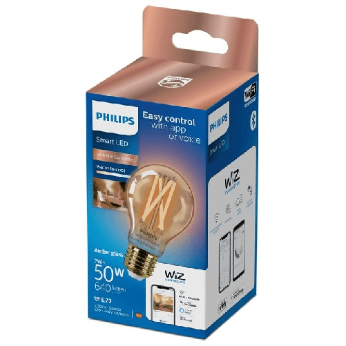 Philips-LED-Lampadina-Smart-Filament-Ambrata-Dimmerabile-Luce-Bianca-da-Calda-a-Fredda-Attacco-E27-50W-Goccia