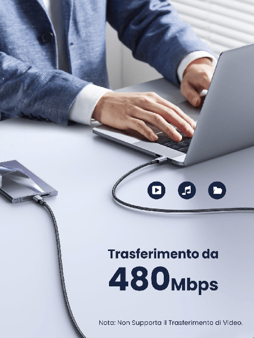 Ugreen-Cavo-Usb-C-a-Usb-C-Custodia-Alluminio-con-Intreccio-3mt