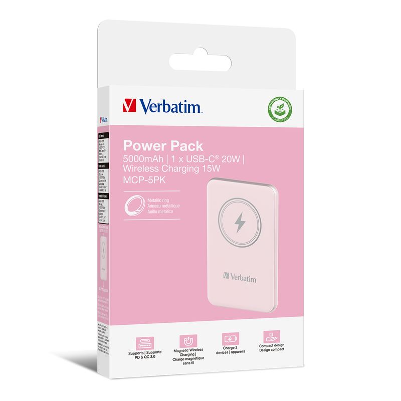 Verbatim-Charge--n--Go-Polimeri-di-Litio-5000-Mah-Carica-Wireless-Rosa