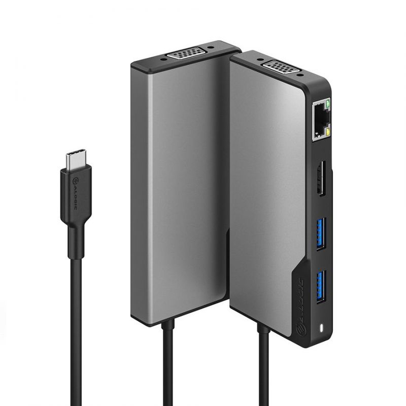 ALOGIC-UCFUPRGVV2-SGR-replicatore-di-porte-e-docking-station-per-laptop-USB-3.2-Gen-1--3.1-Gen-1--Type-C-Nero-Grigio