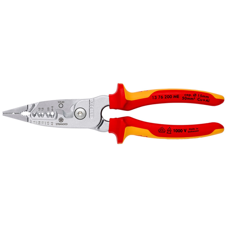 Knipex-13-76-200-ME-pinza-spellacavi-Rosso-Acciaio-inox-Giallo