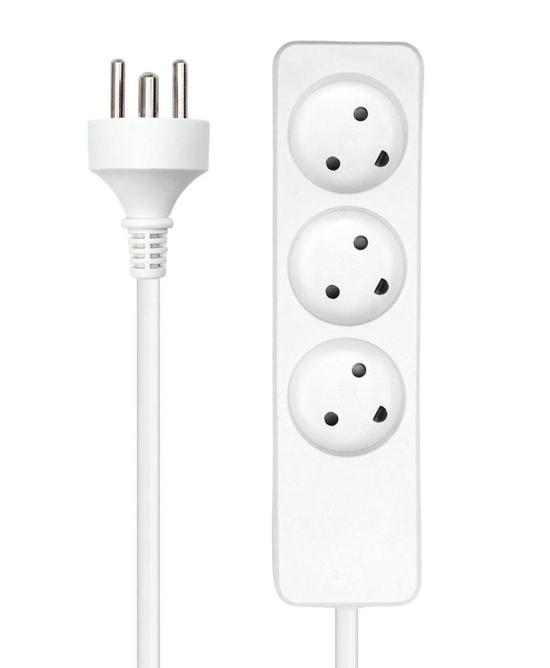 Power-strip-3-outlets-3m-White---With-child-protection---Warranty-300M