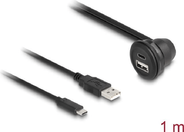 Delock-Cavo-USB-2.0-USB-tipo-A-maschio-e-USB-tipo-C-maschio-a-USB-tipo-A-femmina-angolato-a-90-e-USB-tipo-C-femmina-90