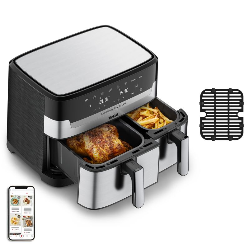 Tefal-Dual-Easy-Fry--Grill-EY905D-Doppia-83-L-Indipendente-2700-W-Friggitrice-ad-aria-calda-Acciaio-inox