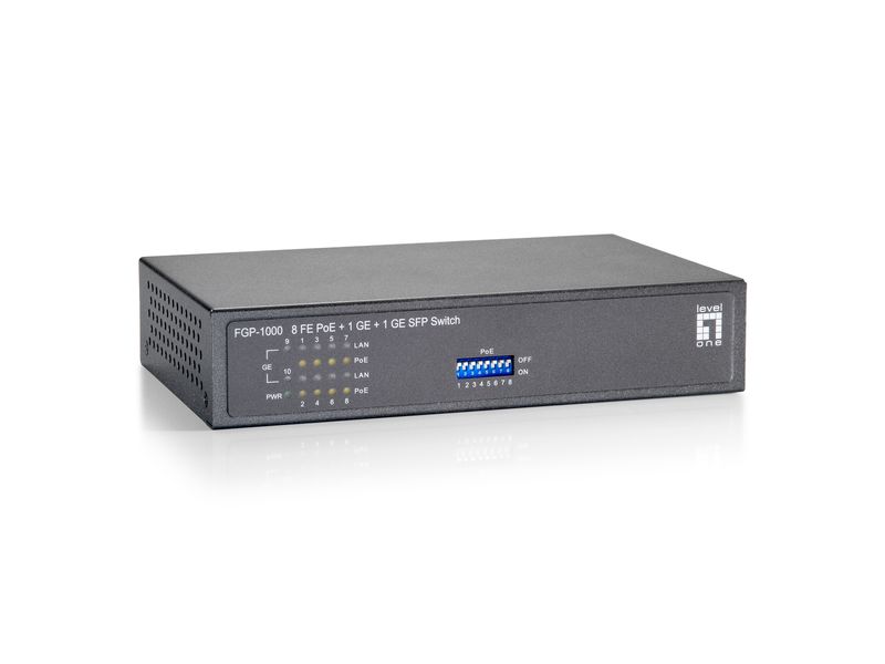 LevelOne-FGP-1000W90-switch-di-rete-Fast-Ethernet--10-100--Supporto-Power-over-Ethernet--PoE--Grigio