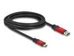 Delock-Cavo-USB-da-10-Gbps-USB-Tipo-A-maschio-a-USB-Tipo-C-maschio-3-m-rosso-in-metallo