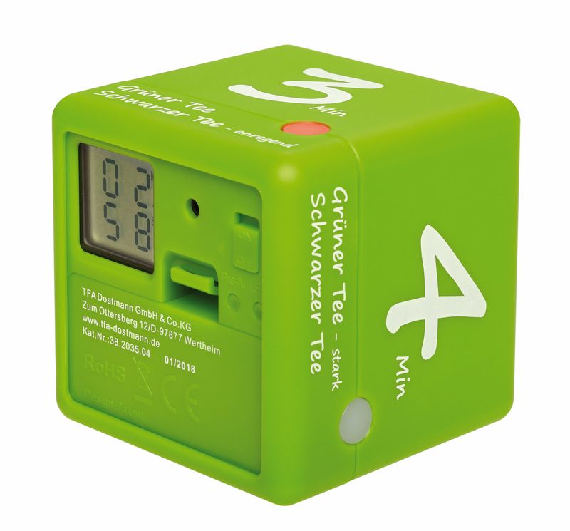 Tfa-Dostmann-Timer-Digitale-per-The-Plastica-Verde-6x6x6cm