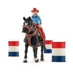 Schleich FARM WORLD Cowgirl Barrel Racing Fun (SCHLEICH Farm World Cowgirl Barrel Racing Fun Toy Playset 3 to 8 Years Mu