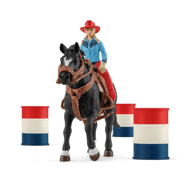 schleich-FARM-WORLD-Cowgirl-Barrel-Racing-Fun--SCHLEICH-Farm-World-Cowgirl-Barrel-Racing-Fun-Toy-Playset-3-to-8-Years-Mu